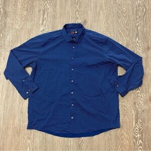 jf j.ferrar Navy Geometric Button Down Shirt